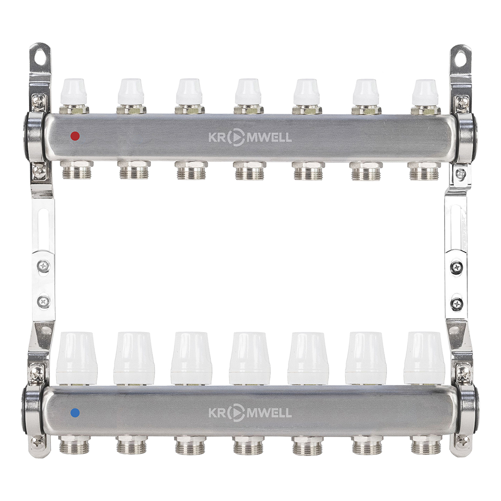 Блок коллекторный из нерж. стали с балансировочными и термостатическими клапанами 1"x3/4"EU x7