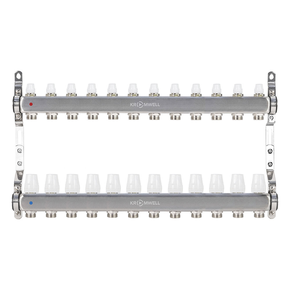 Блок коллекторный из нерж. стали с балансировочными и термостатическими клапанами 1"x3/4"EU x12