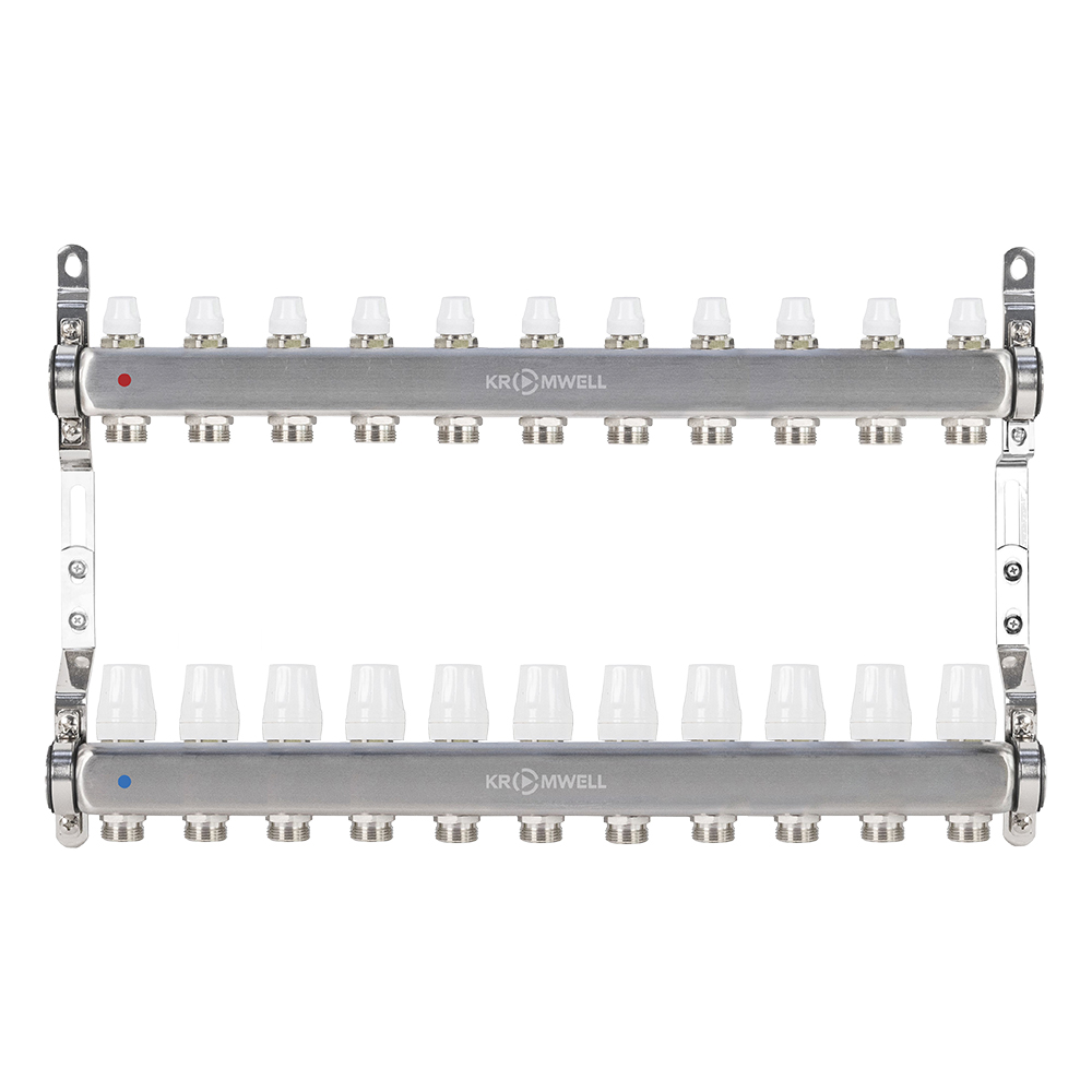 Блок коллекторный из нерж. стали с балансировочными и термостатическими клапанами 1"x3/4"EU x11